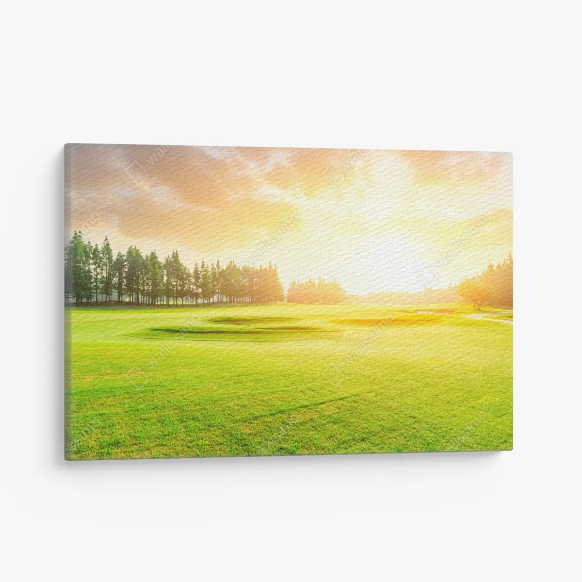 Leinwandbild sonnenbeschienene wiese und wald bei sonnenaufgang – Wallnifity® Leinwandbild sonnenbeschienene wiese und wald bei sonnenaufgang – Wallnifity®