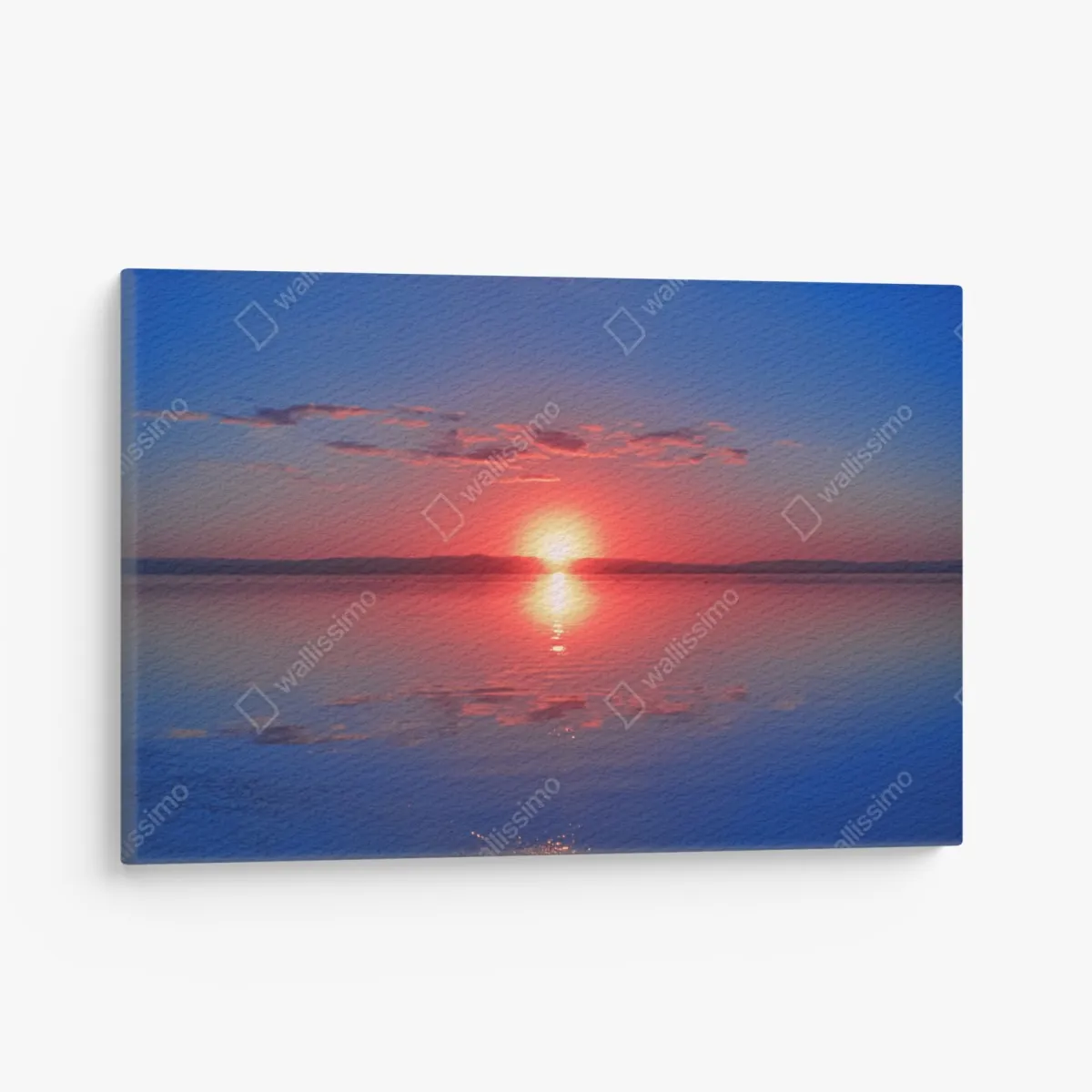 Leinwandbild sonnenuntergang über ruhigem meer mit lebendiger spiegelung – Wallnifity® Leinwandbild sonnenuntergang über ruhigem meer mit lebendiger spiegelung – Wallnifity®