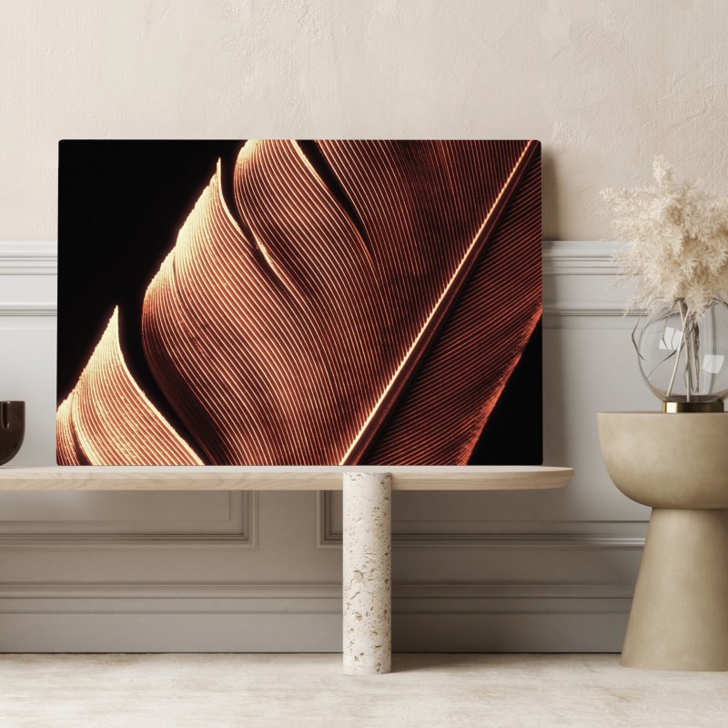 Leinwandbild goldene feder makro vor schwarzem hintergrund – Wallnifity® Leinwandbild goldene feder makro vor schwarzem hintergrund – Wallnifity®