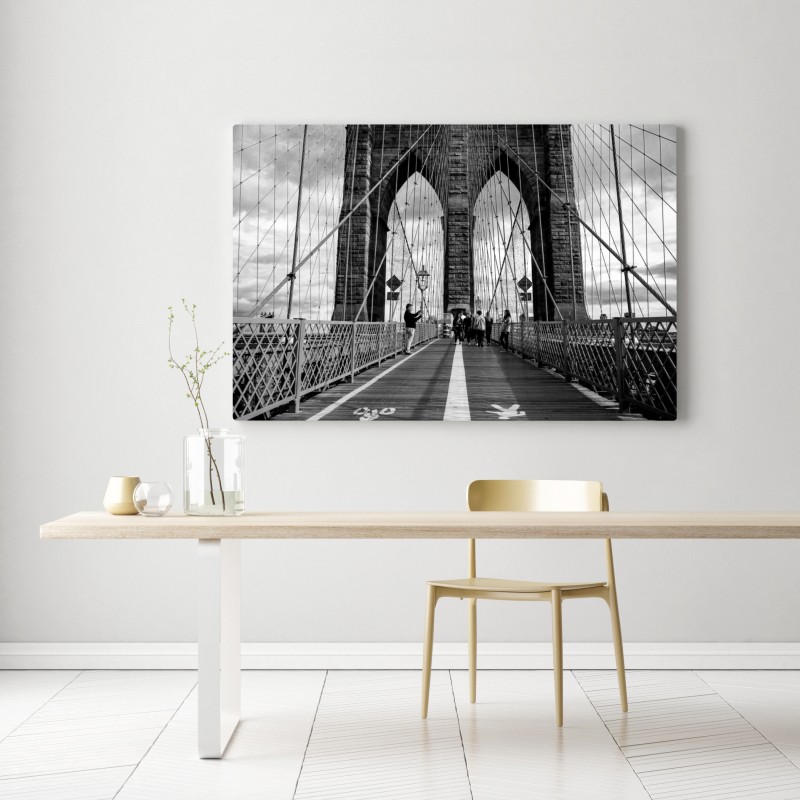 Leinwandbild Brooklyn Bridge perspektive in monochrom – Wallnifity® Leinwandbild Brooklyn Bridge perspektive in monochrom – Wallnifity®