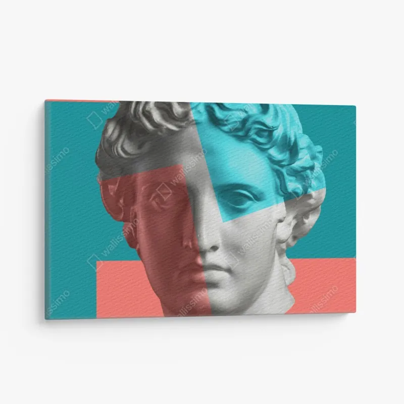 Leinwandbild duotone klassische büste im collage-stil