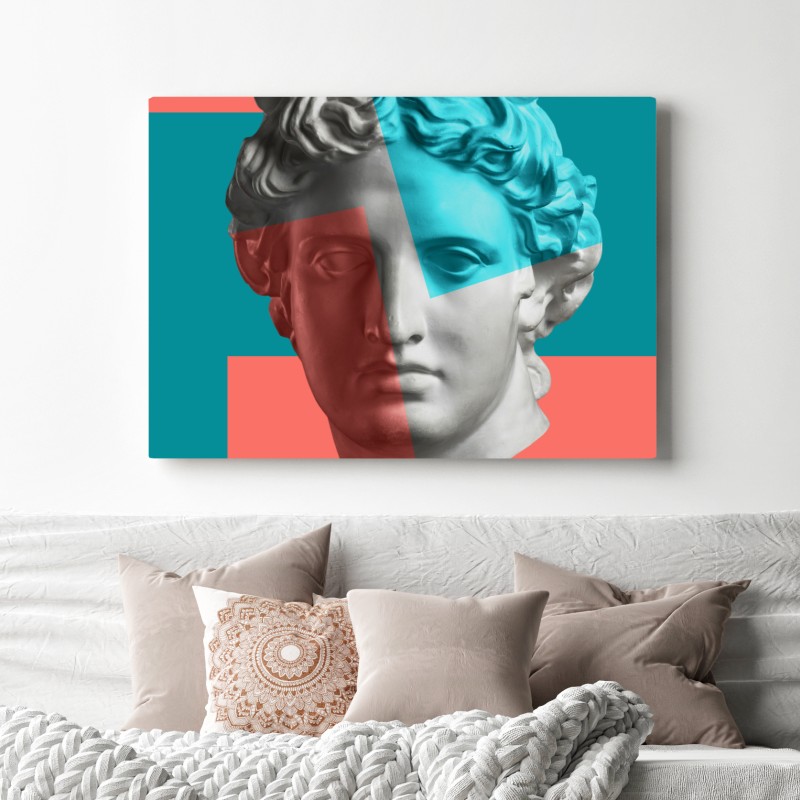 Leinwandbild duotone klassische büste im collage-stil – Wallnifity® Leinwandbild duotone klassische büste im collage-stil – Wallnifity®