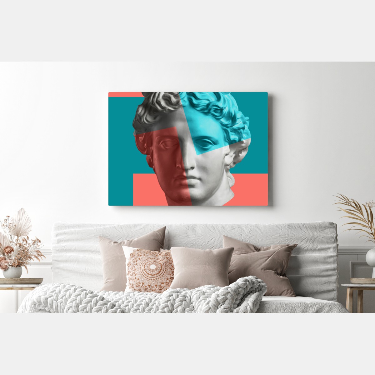 Leinwandbild duotone klassische büste im collage-stil – Wallnifity® Leinwandbild duotone klassische büste im collage-stil – Wallnifity®