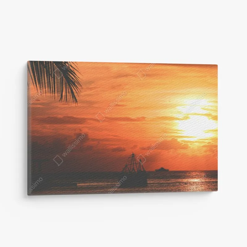 Leinwandbild sonnige terrasse am meer mit küstenblick – Wallnifity®