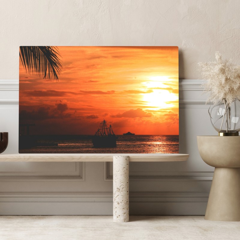Leinwandbild tropischer sonnenuntergang am meer – Wallnifity® Leinwandbild tropischer sonnenuntergang am meer – Wallnifity®