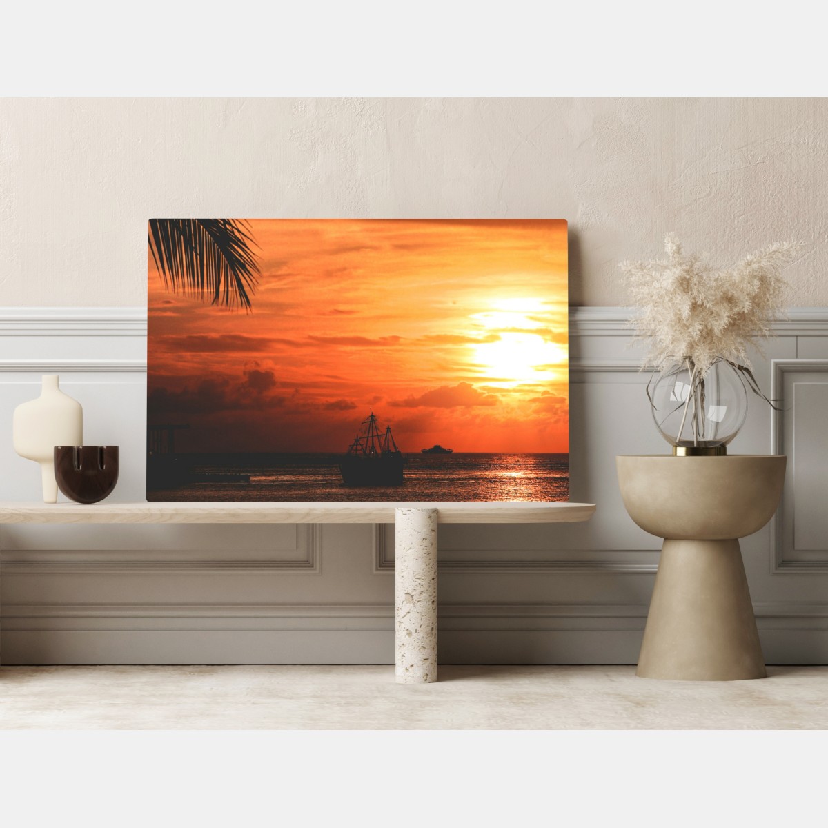 Leinwandbild tropischer sonnenuntergang am meer – Wallnifity® Leinwandbild tropischer sonnenuntergang am meer – Wallnifity®