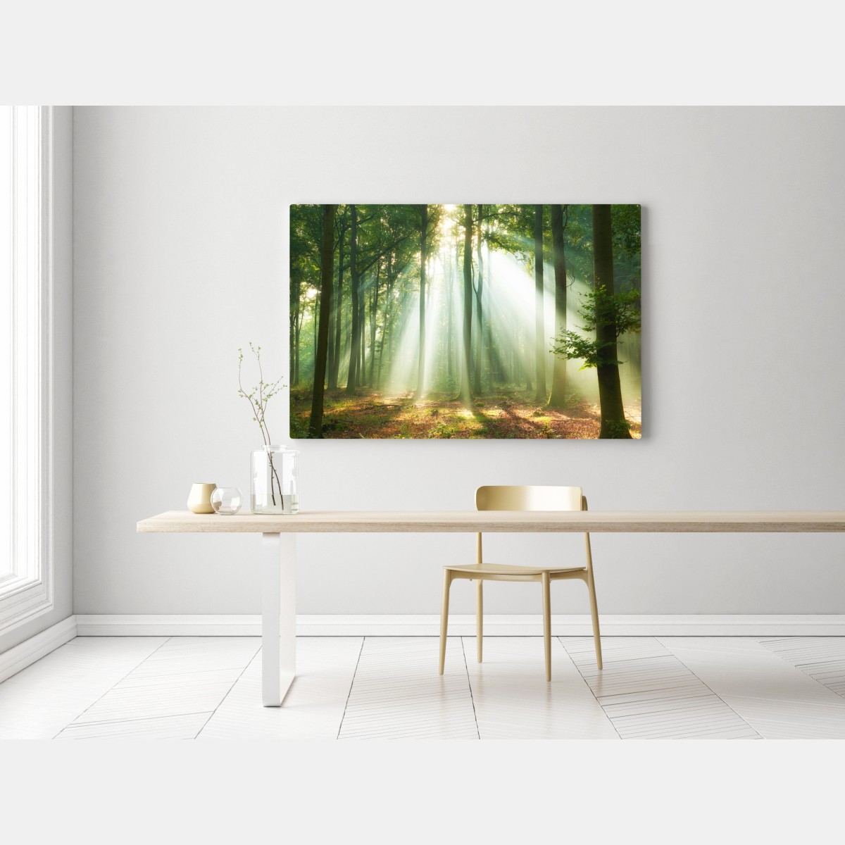 Leinwandbild morgendliches licht im wald – Wallnifity® Leinwandbild morgendliches licht im wald – Wallnifity®