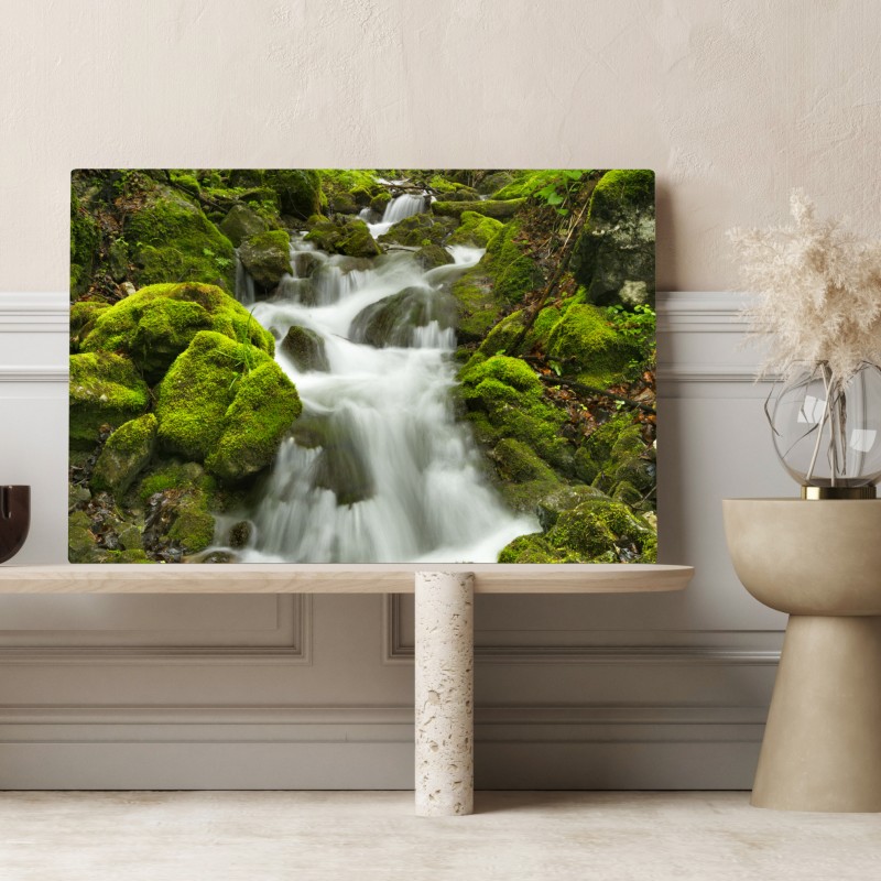 Leinwandbild moosiger wasserfall – Wallnifity® Leinwandbild moosiger wasserfall – Wallnifity®