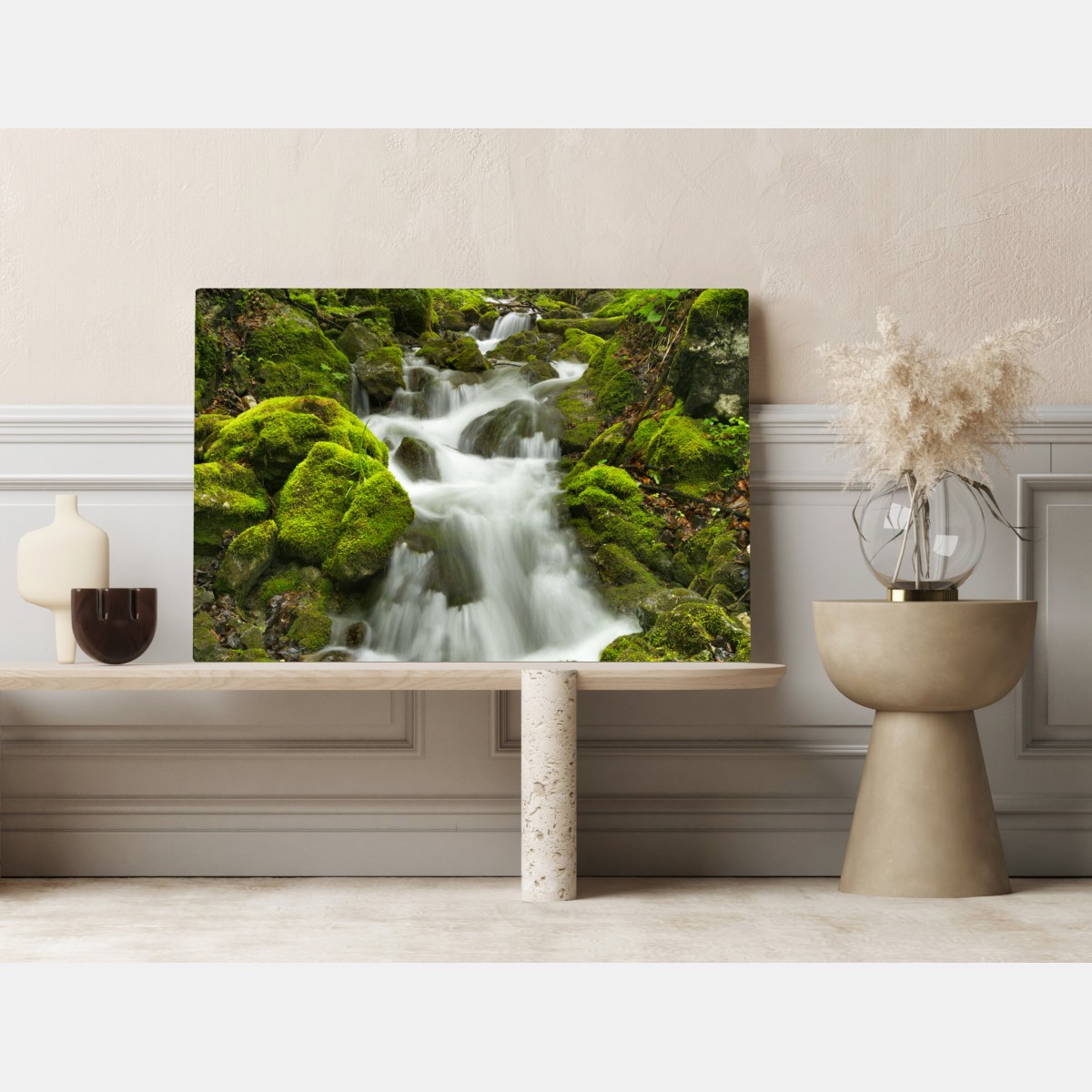 Leinwandbild moosiger wasserfall – Wallnifity® Leinwandbild moosiger wasserfall – Wallnifity®