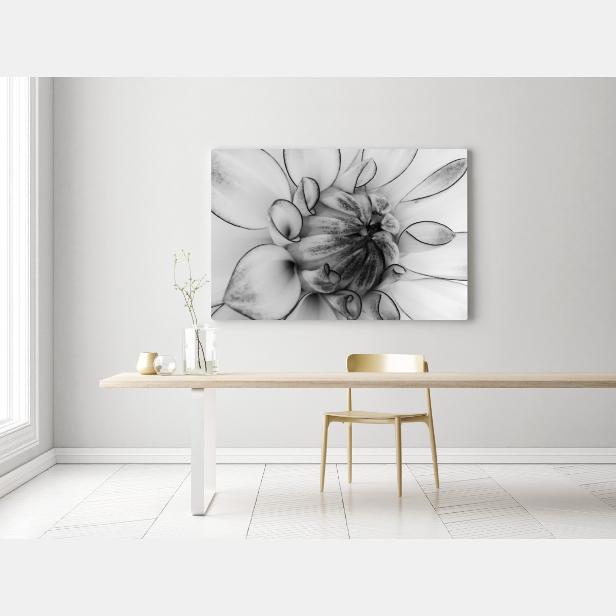 Leinwandbild monochrome nahaufnahme einer dahlie – Wallnifity® Leinwandbild monochrome nahaufnahme einer dahlie – Wallnifity®