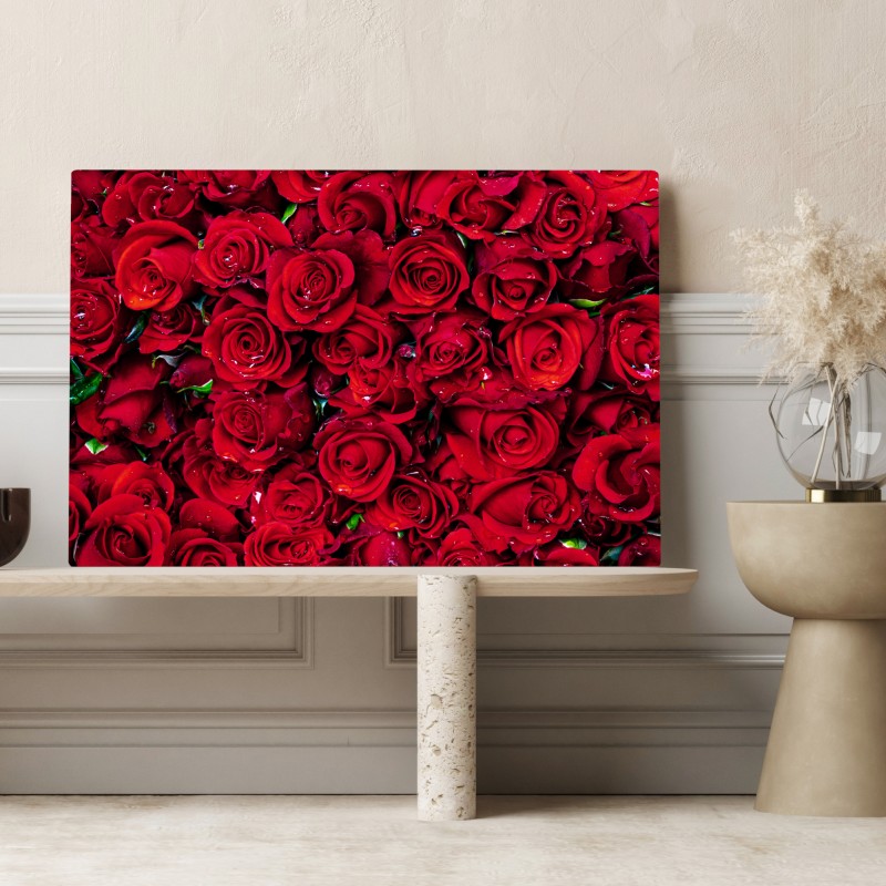 Leinwandbild dichte wand aus roten rosen – Wallnifity® Leinwandbild dichte wand aus roten rosen – Wallnifity®