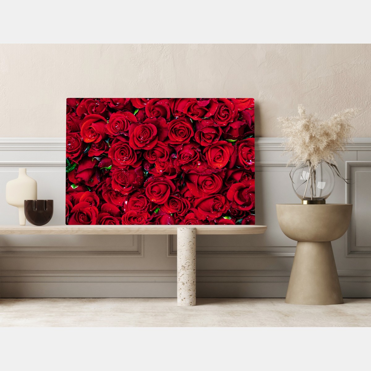 Leinwandbild dichte wand aus roten rosen – Wallnifity® Leinwandbild dichte wand aus roten rosen – Wallnifity®