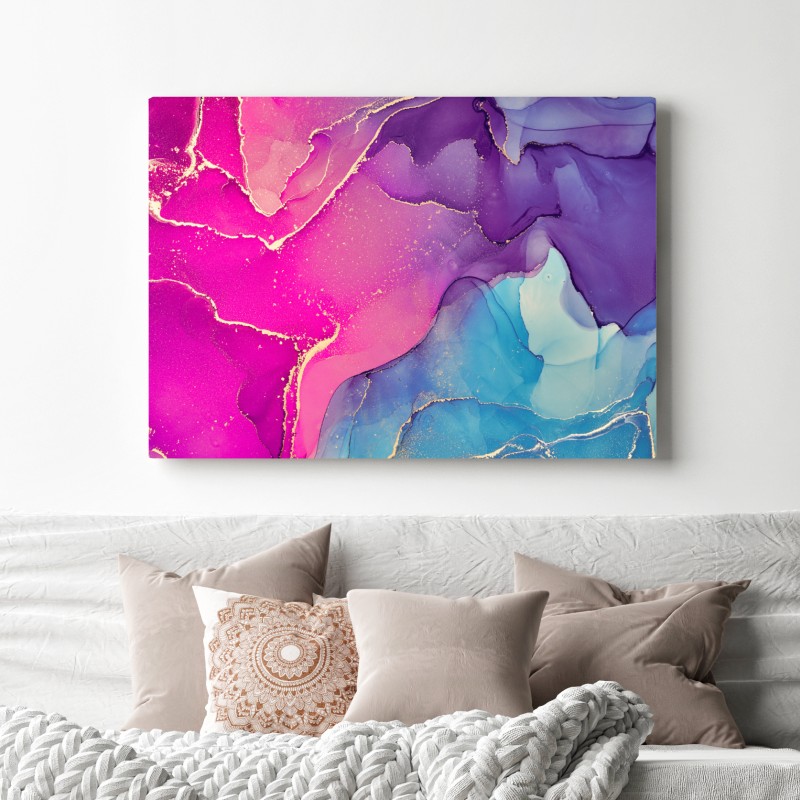 Leinwandbild leuchtende marmorierte komposition aus alkohol-tinte – Wallnifity®