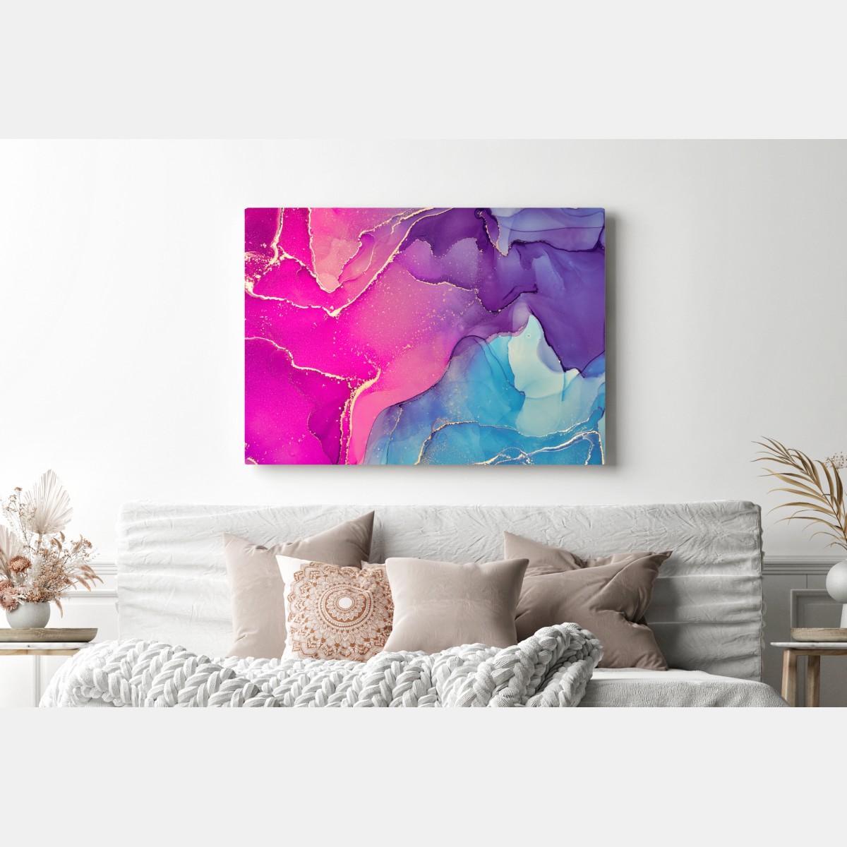 Leinwandbild leuchtende marmorierte komposition aus alkohol-tinte – Wallnifity®