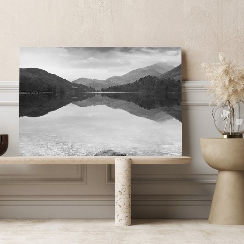Leinwandbild ruhiger bergsee mit spiegelung – Wallnifity® Leinwandbild ruhiger bergsee mit spiegelung – Wallnifity®