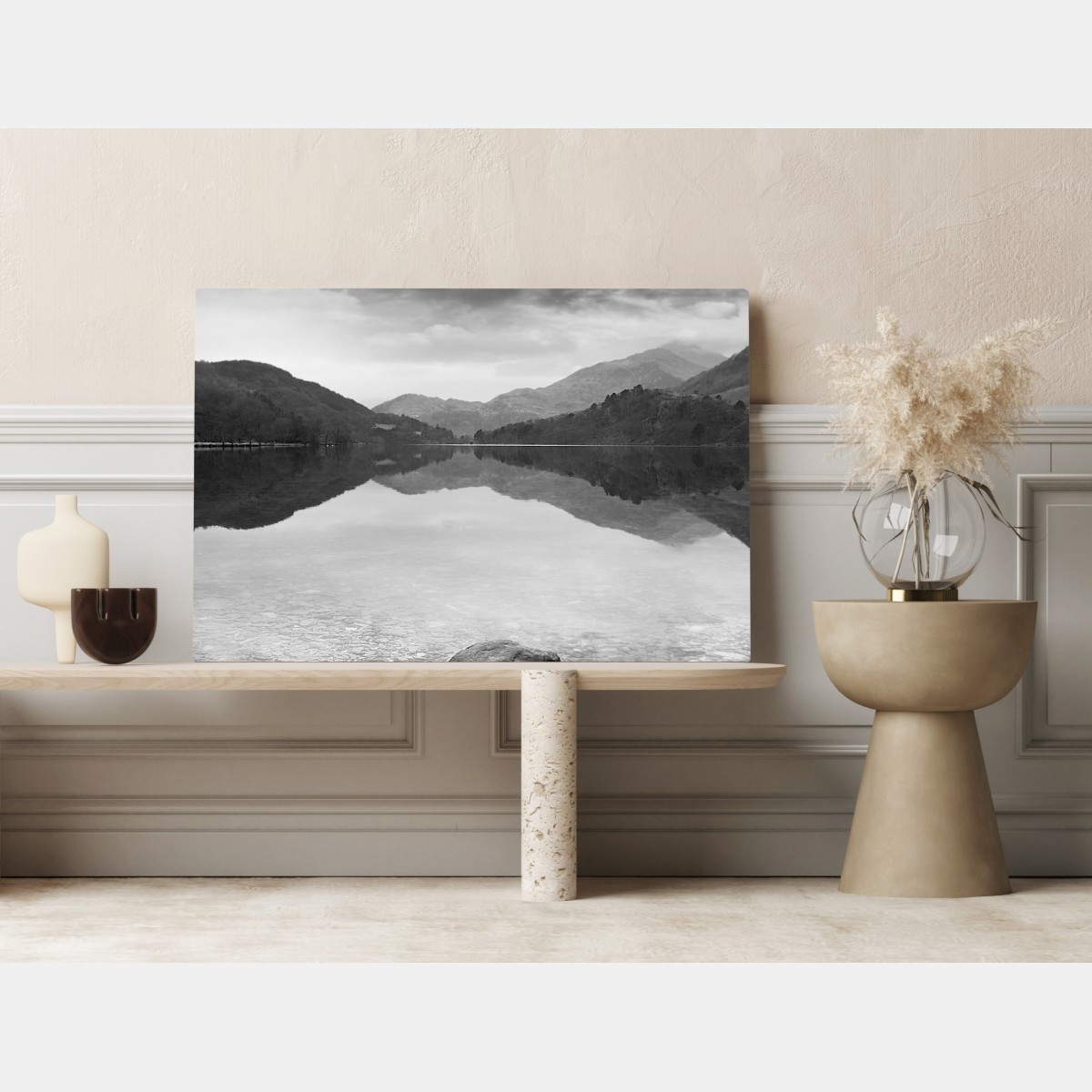 Leinwandbild ruhiger bergsee mit spiegelung – Wallnifity® Leinwandbild ruhiger bergsee mit spiegelung – Wallnifity®