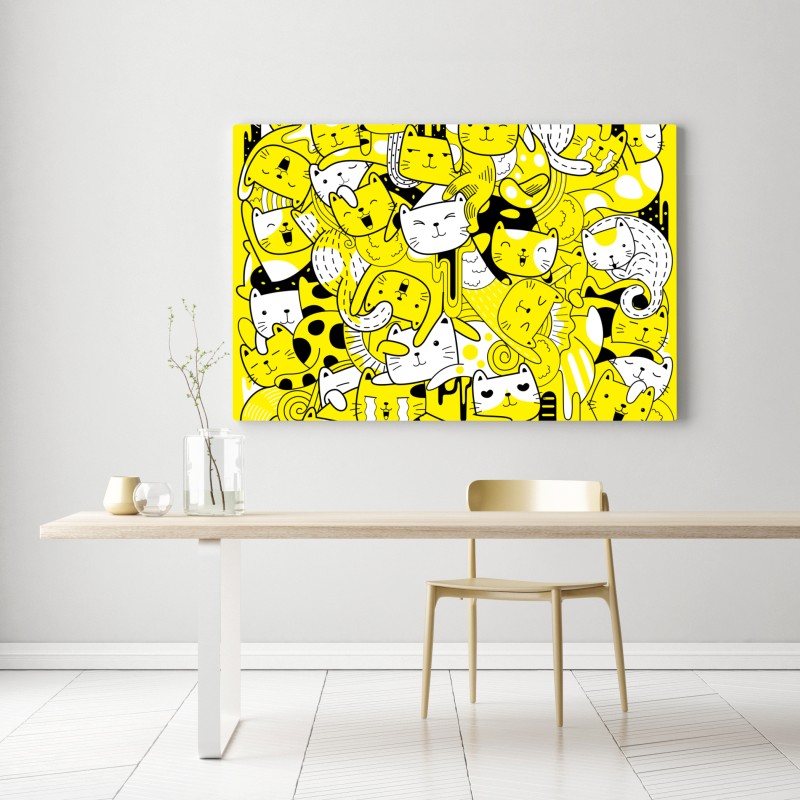 Leinwandbild verspielte gelbe katzen-collage – Wallnifity® Leinwandbild verspielte gelbe katzen-collage – Wallnifity®
