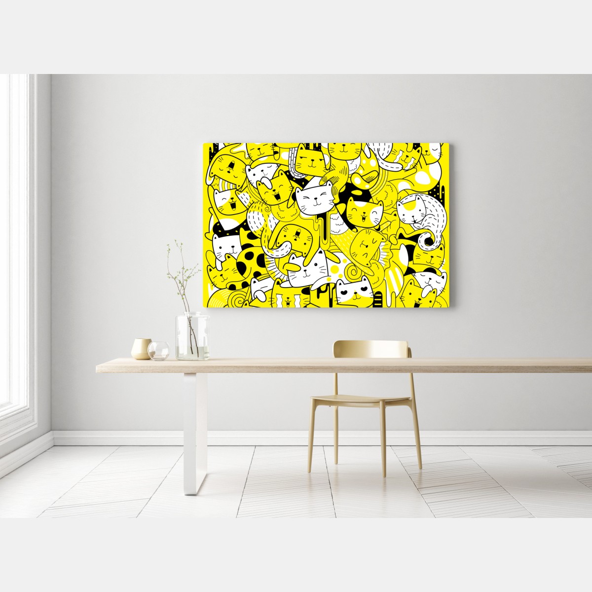 Leinwandbild verspielte gelbe katzen-collage – Wallnifity® Leinwandbild verspielte gelbe katzen-collage – Wallnifity®