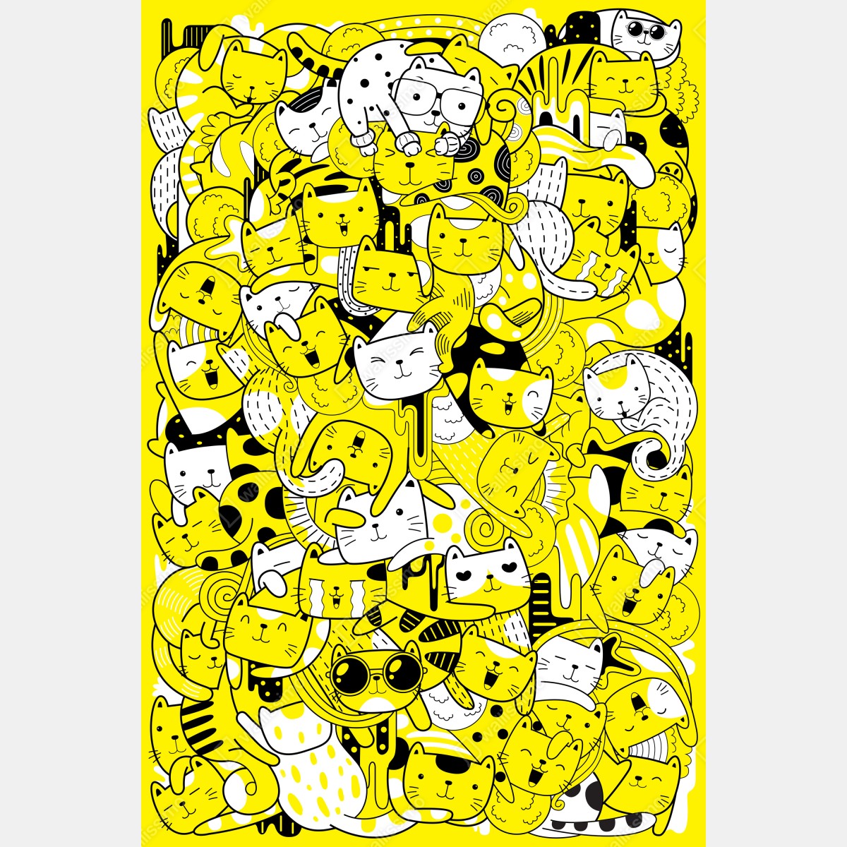 Leinwandbild verspielte gelbe katzen-collage – Wallnifity® Leinwandbild verspielte gelbe katzen-collage – Wallnifity®