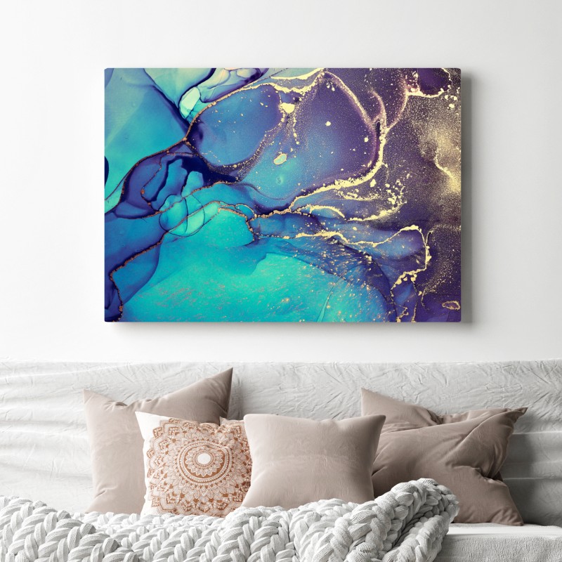 Leinwandbild türkis und gold fließende marmorabstraktion – Wallnifity® Leinwandbild türkis und gold fließende marmorabstraktion – Wallnifity®