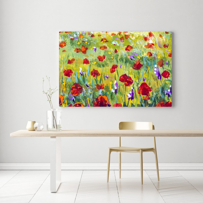 Leinwandbild impressionistische mohnwiese – Wallnifity® Leinwandbild impressionistische mohnwiese – Wallnifity®