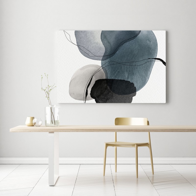 Leinwandbild ruhige blaue aquarellkugeln – Wallnifity® Leinwandbild ruhige blaue aquarellkugeln – Wallnifity®