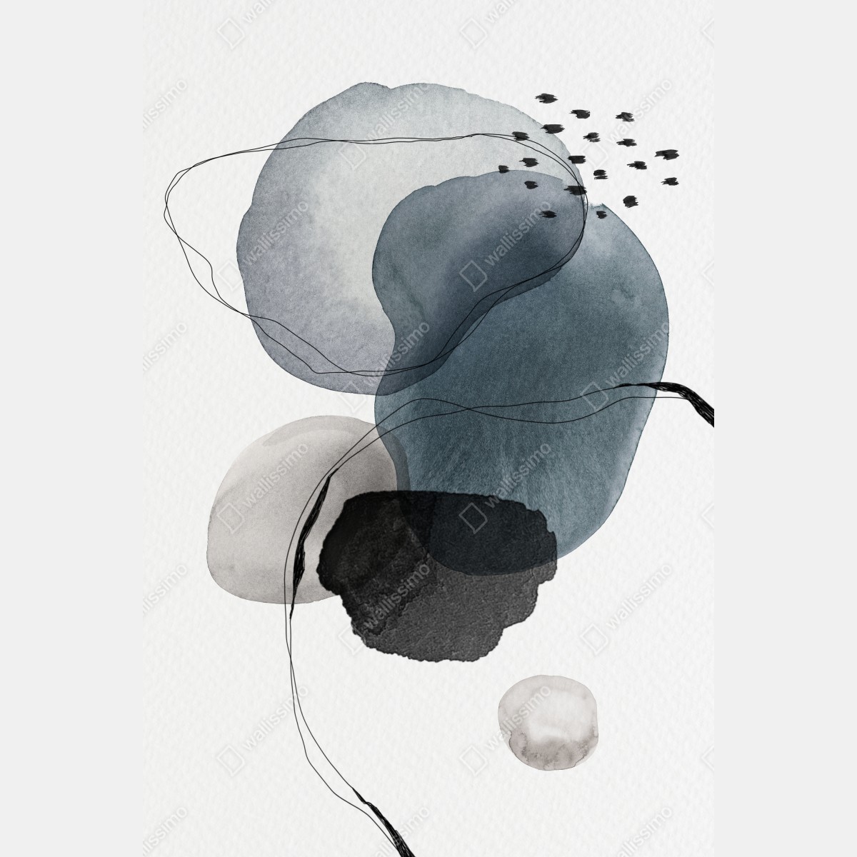 Leinwandbild ruhige blaue aquarellkugeln – Wallnifity® Leinwandbild ruhige blaue aquarellkugeln – Wallnifity®