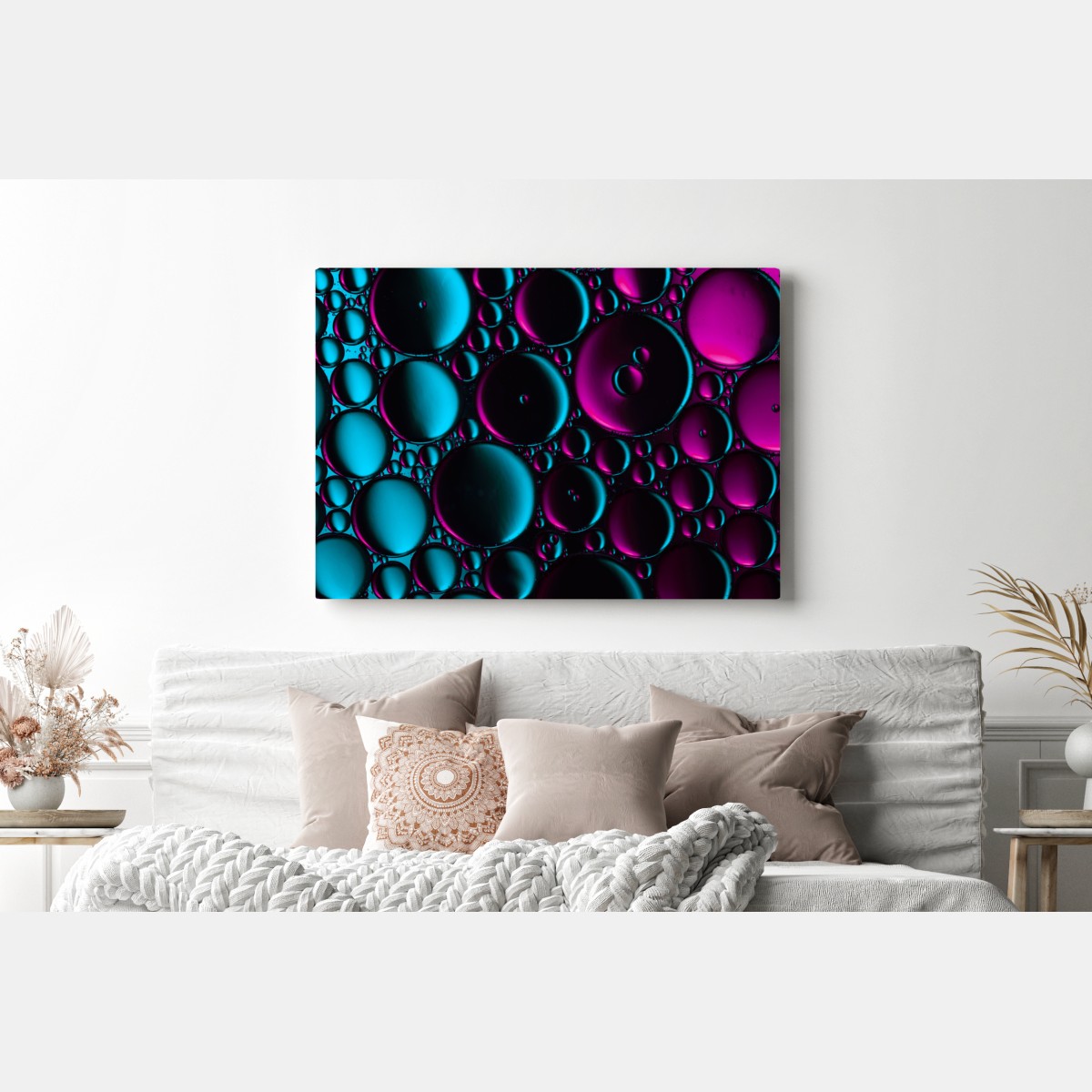 Leinwandbild türkis-magenta blasenmuster – Wallnifity® Leinwandbild türkis-magenta blasenmuster – Wallnifity®