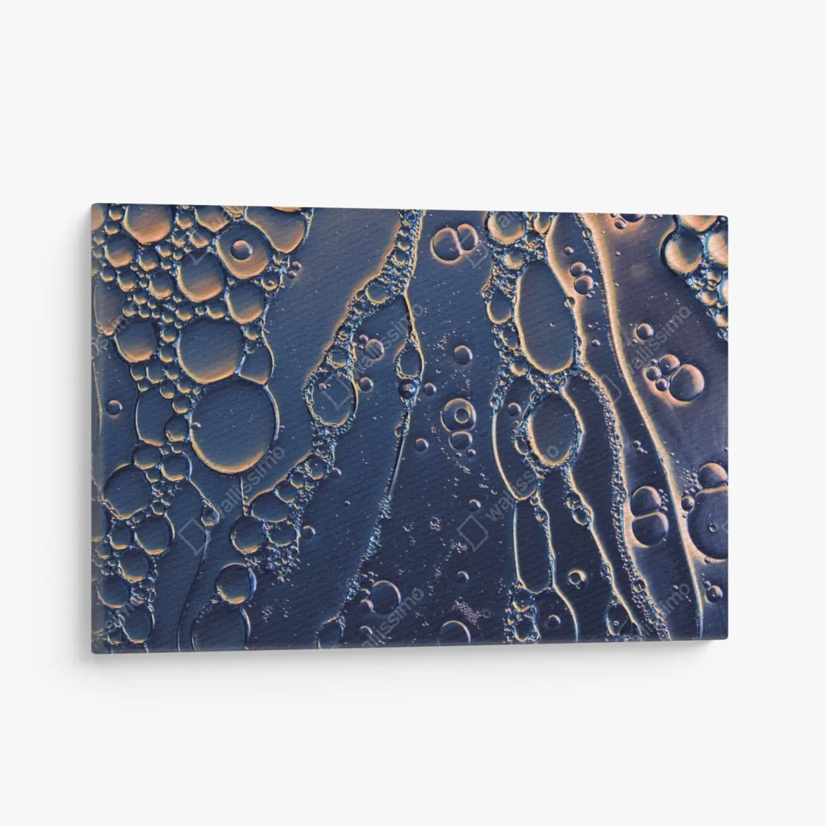 Leinwandbild blaue und goldene abstrakte blasen – Wallnifity®