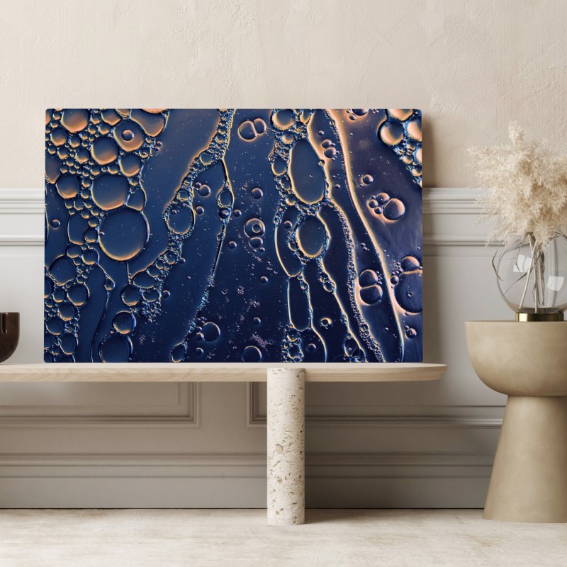 Leinwandbild blaue und goldene abstrakte blasen – Wallnifity®