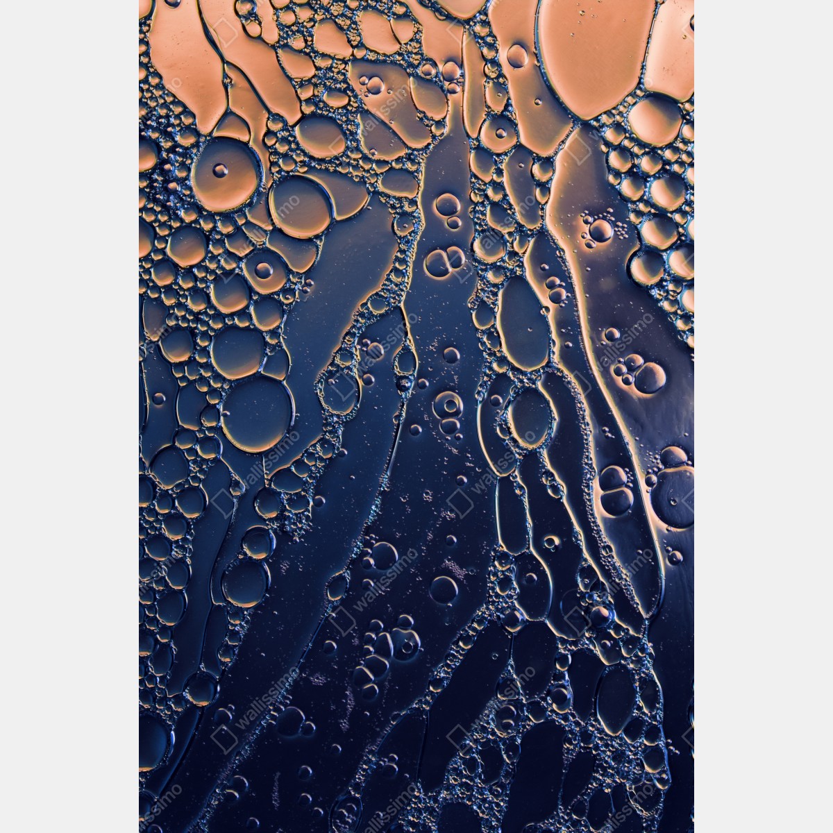 Leinwandbild blaue und goldene abstrakte blasen – Wallnifity®