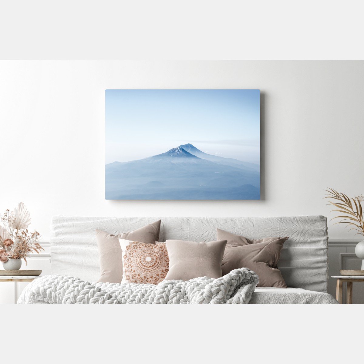 Leinwandbild neblige blaue berggipfel – Wallnifity® Leinwandbild neblige blaue berggipfel – Wallnifity®