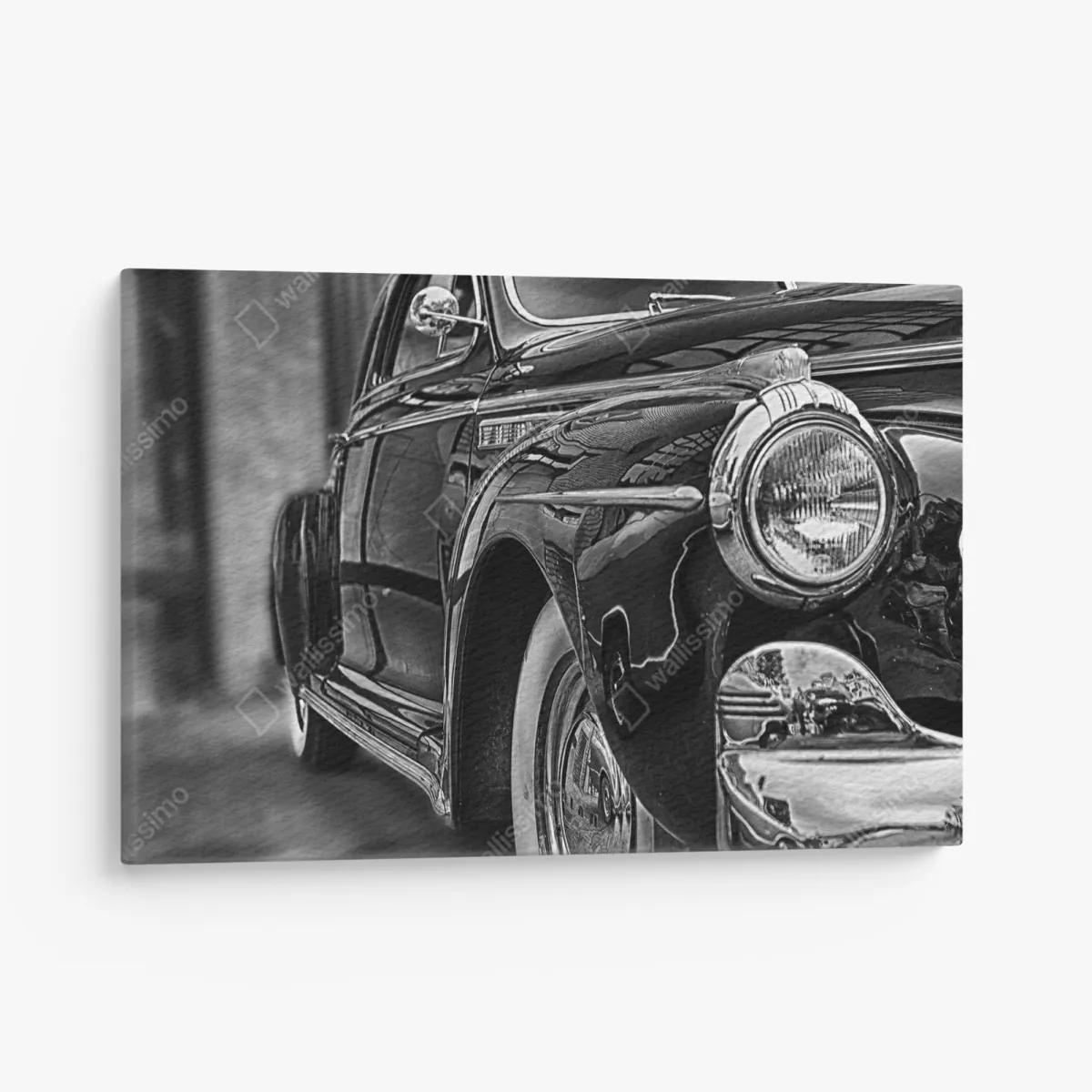Leinwandbild vintage klassisches auto auf kopfsteinpflaster – Wallnifity® Leinwandbild vintage klassisches auto auf kopfsteinpflaster – Wallnifity®