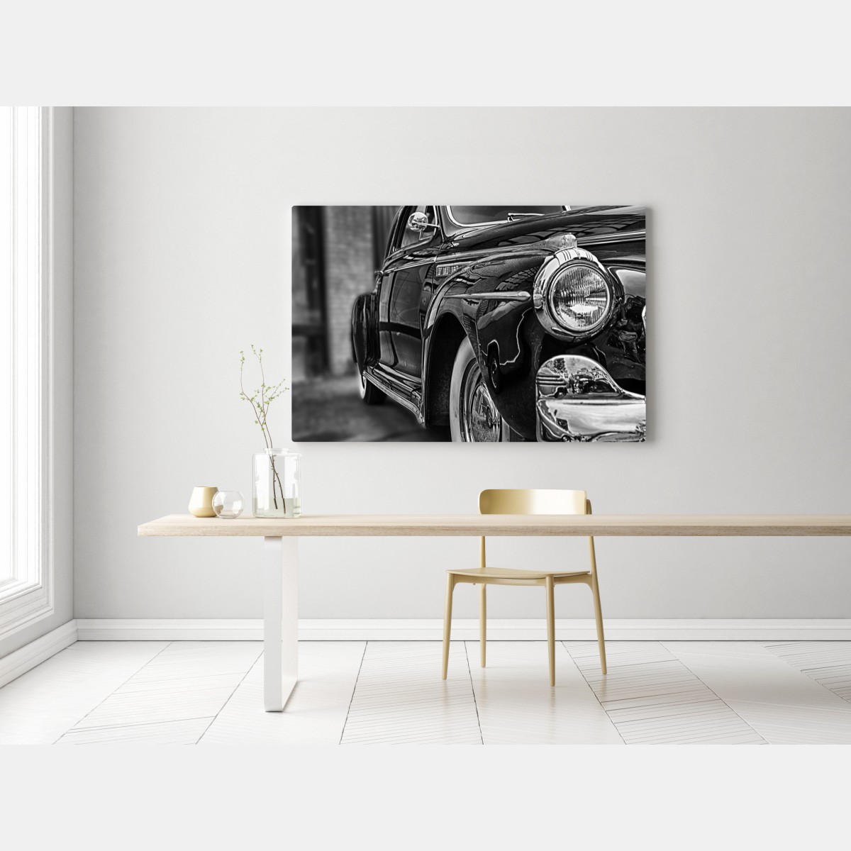 Leinwandbild vintage klassisches auto auf kopfsteinpflaster – Wallnifity® Leinwandbild vintage klassisches auto auf kopfsteinpflaster – Wallnifity®
