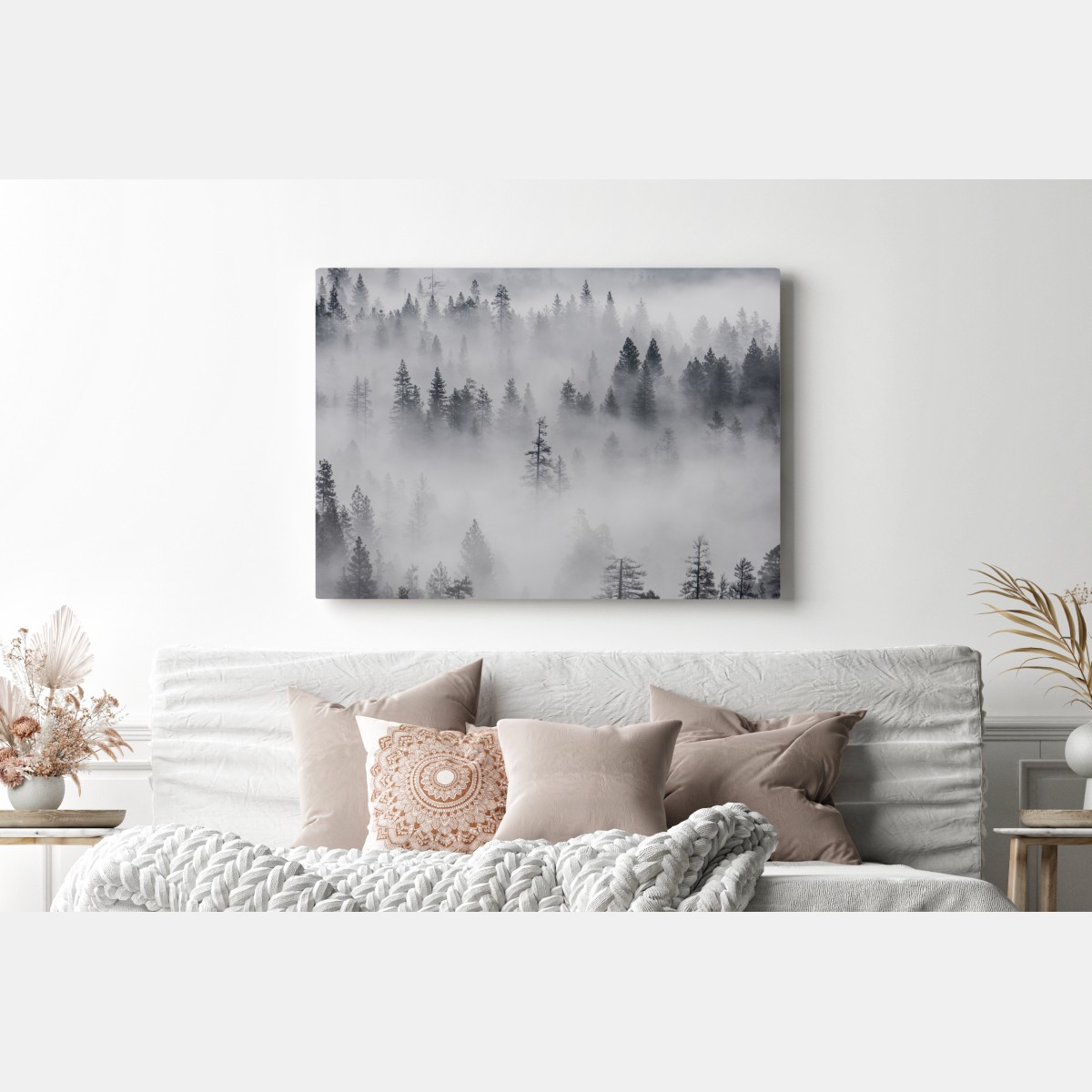 Leinwandbild nebeliger kiefernwald – Wallnifity® Leinwandbild nebeliger kiefernwald – Wallnifity®