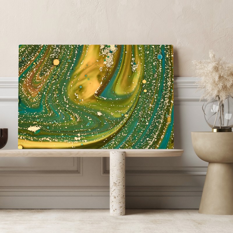 Leinwandbild grün-goldene flüssige marmorierte kunst – Wallnifity® Leinwandbild grün-goldene flüssige marmorierte kunst – Wallnifity®