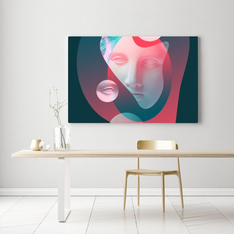 Leinwandbild surreales klassisches gesicht im duoton – Wallnifity® Leinwandbild surreales klassisches gesicht im duoton – Wallnifity®