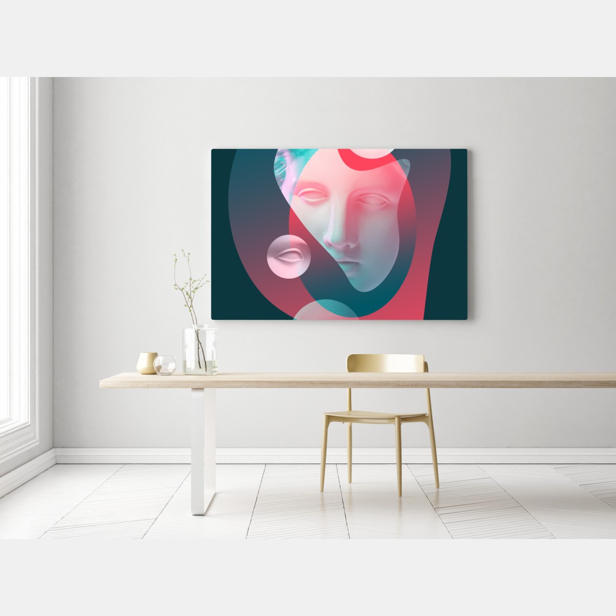 Leinwandbild surreales klassisches gesicht im duoton – Wallnifity® Leinwandbild surreales klassisches gesicht im duoton – Wallnifity®