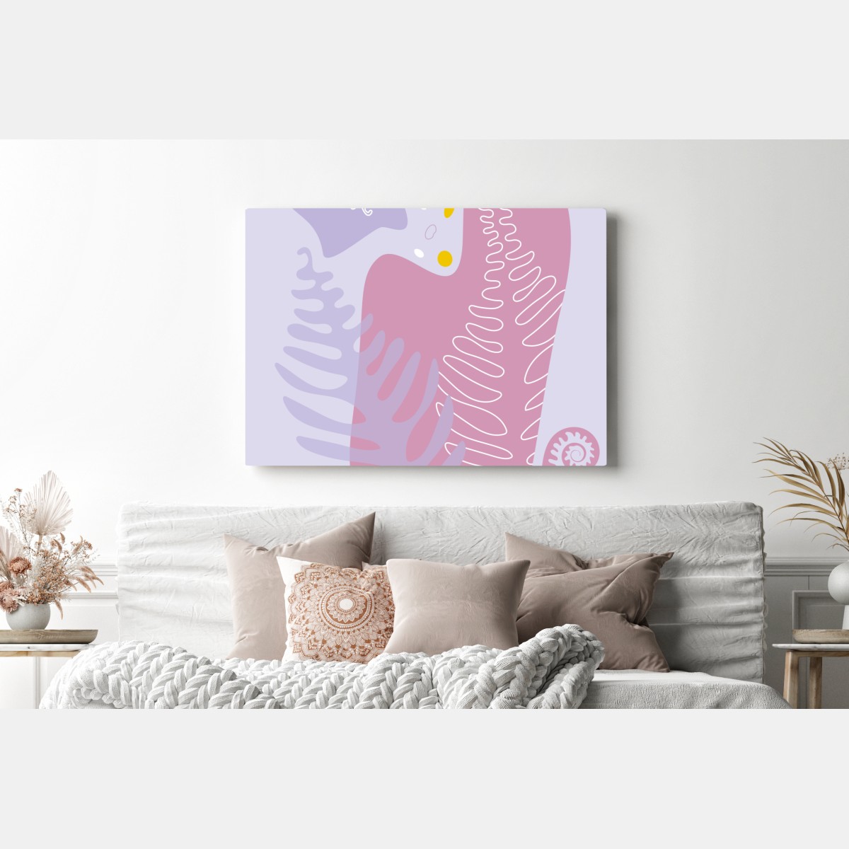 Leinwandbild zarte pastell-botanische abstraktion – Wallnifity® Leinwandbild zarte pastell-botanische abstraktion – Wallnifity®