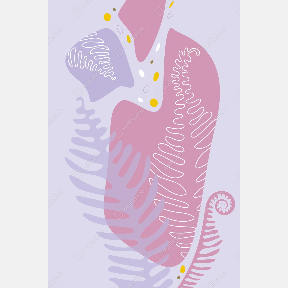 Leinwandbild zarte pastell-botanische abstraktion – Wallnifity® Leinwandbild zarte pastell-botanische abstraktion – Wallnifity®