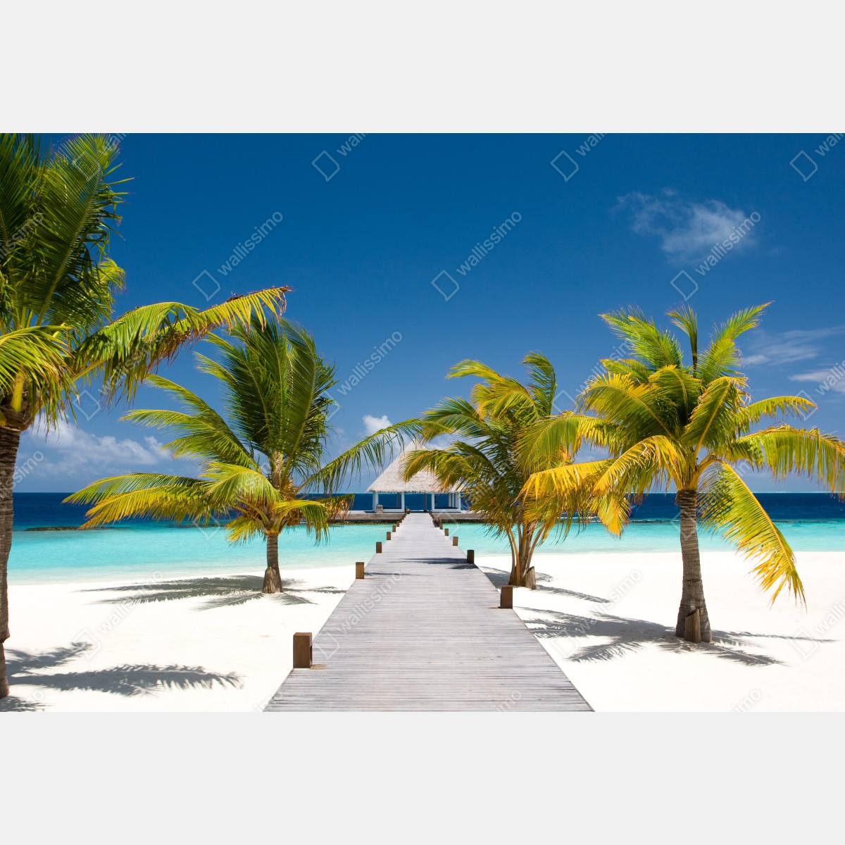 Leinwandbild tropischer steg über türkisfarbenes meer – Wallnifity® Leinwandbild tropischer steg über türkisfarbenes meer – Wallnifity®