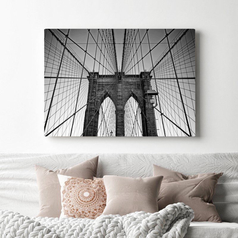 Leinwandbild symmetrische hängebrücke in schwarzweiß – Wallnifity® Leinwandbild symmetrische hängebrücke in schwarzweiß – Wallnifity®