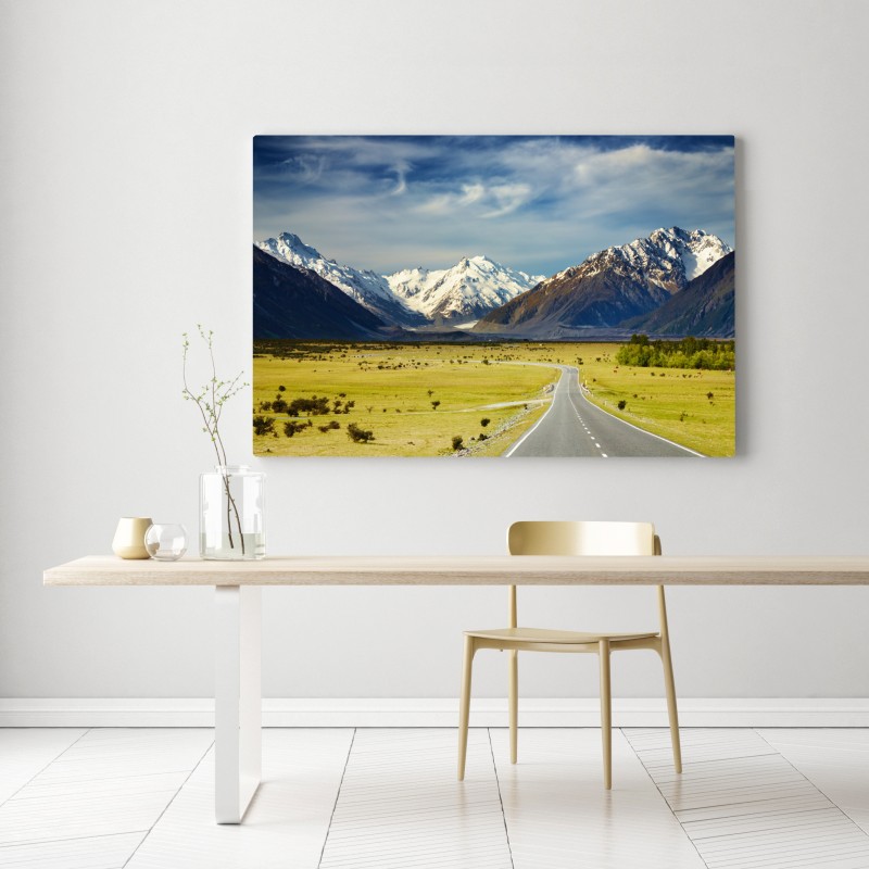 Leinwandbild straße zu den Südlichen Alpen, Neuseeland – Wallnifity® Leinwandbild straße zu den Südlichen Alpen, Neuseeland – Wallnifity®