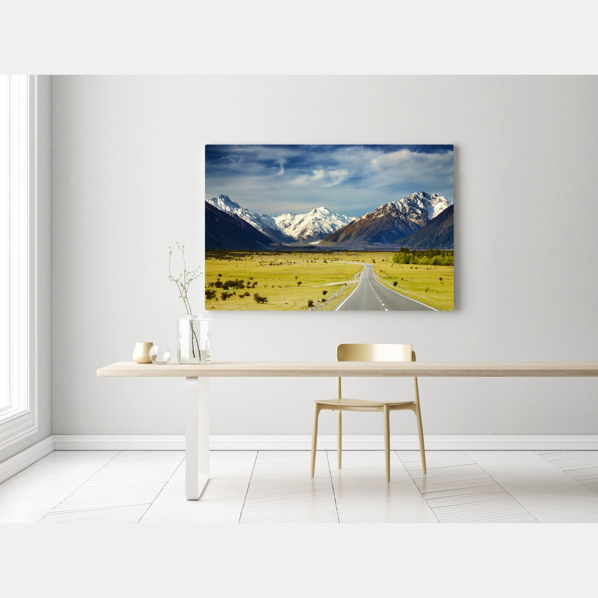 Leinwandbild straße zu den Südlichen Alpen, Neuseeland – Wallnifity® Leinwandbild straße zu den Südlichen Alpen, Neuseeland – Wallnifity®