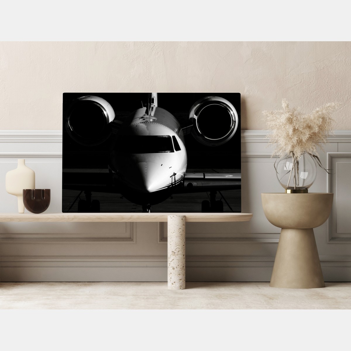 Leinwandbild monochrome frontalansicht eines privatjets – Wallnifity® Leinwandbild monochrome frontalansicht eines privatjets – Wallnifity®