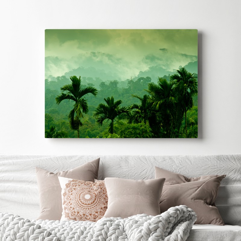 Leinwandbild neblige tropische dschungellandschaft – Wallnifity® Leinwandbild neblige tropische dschungellandschaft – Wallnifity®