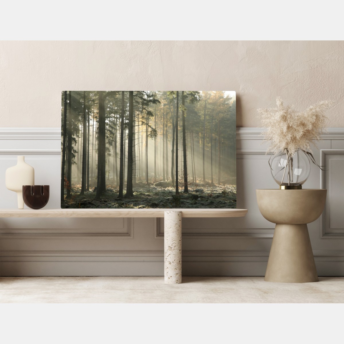 Leinwandbild nebliger morgenwald mit sonnenstrahlen – Wallnifity® Leinwandbild nebliger morgenwald mit sonnenstrahlen – Wallnifity®