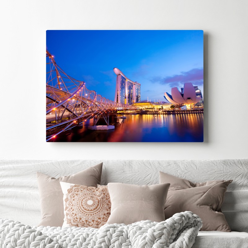 Leinwandbild stadtbild Marina Bay bei dämmerung – Wallnifity® Leinwandbild stadtbild Marina Bay bei dämmerung – Wallnifity®