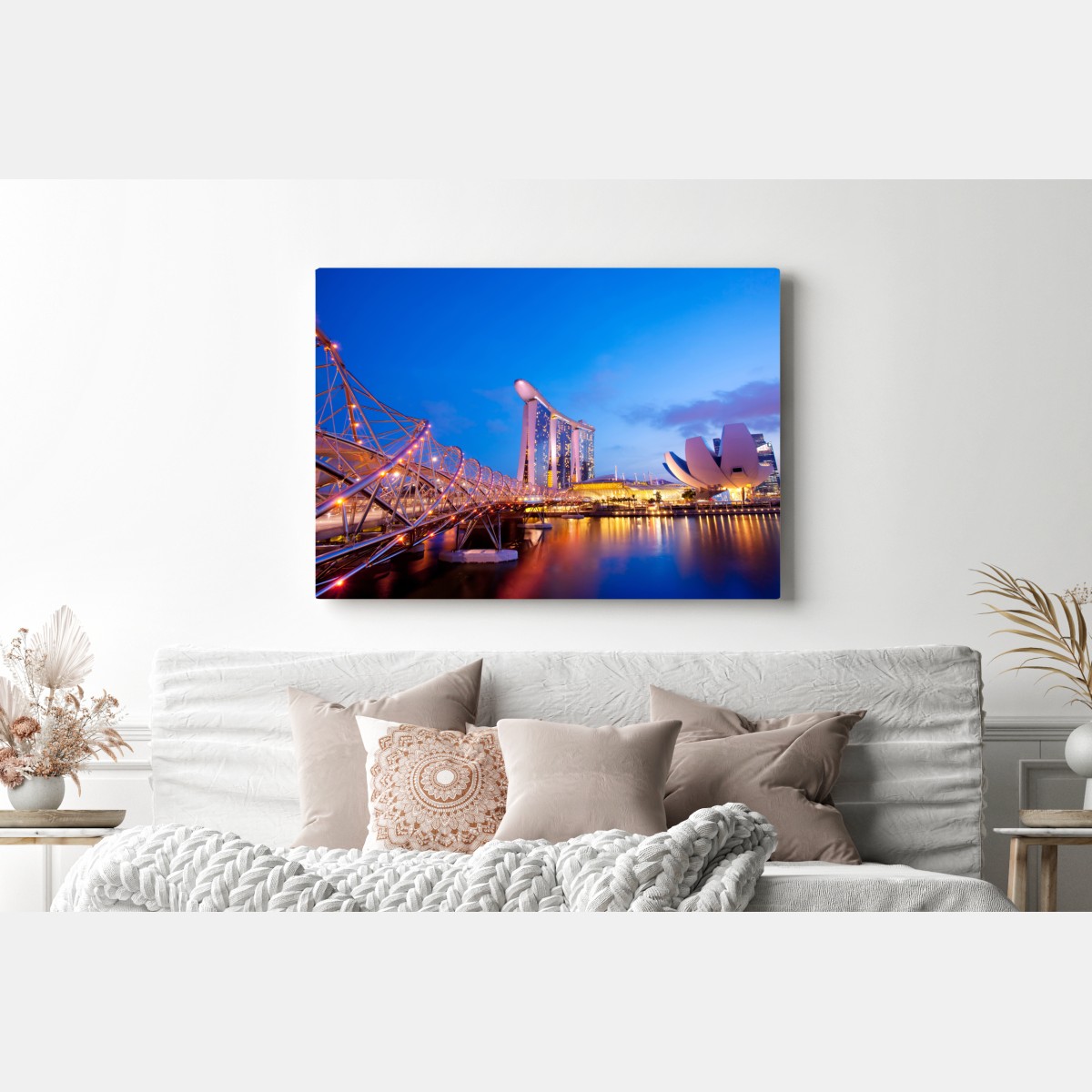 Leinwandbild stadtbild Marina Bay bei dämmerung – Wallnifity® Leinwandbild stadtbild Marina Bay bei dämmerung – Wallnifity®