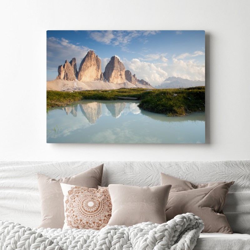 Leinwandbild sonnenbeschienene alpengipfel im spiegel des ruhigen sees – Wallnifity® Leinwandbild sonnenbeschienene alpengipfel im spiegel des ruhigen sees – Wallnifity®